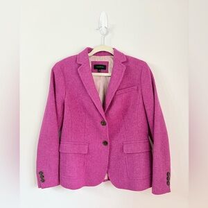 TALBOTS Classic Shetland Wool Blend Blazer Womens 8 Magenta Herringbone Academia